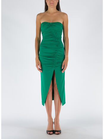 ABITO BRIGHT GREEN JERSEY STRAPLESS RUCHED, BRIGHT GREEN, small