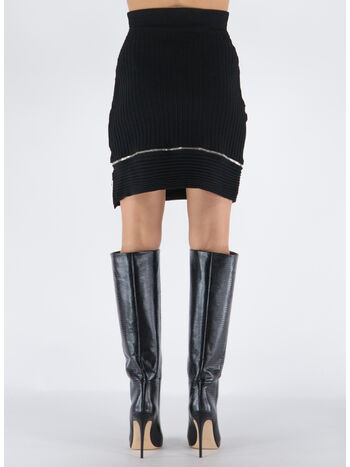 GONNA RIBBED KNIT MINI SKIRT WITH ZIP DETAIL, 004 BLACK, small