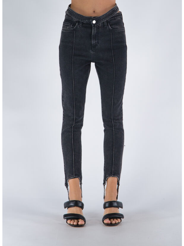 PANTALONE WASHED BLACK DRILL STIRRUP SKINNY, 1274 004 WASHED BLACK, large