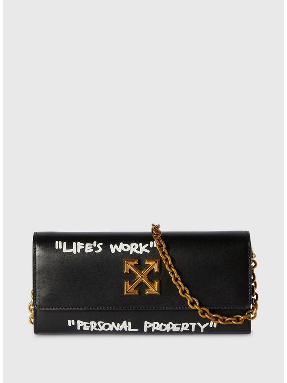 BORSA JITNEY WALLET ON CHAIN QUOTE, 1001 BLACK WHITE, medium