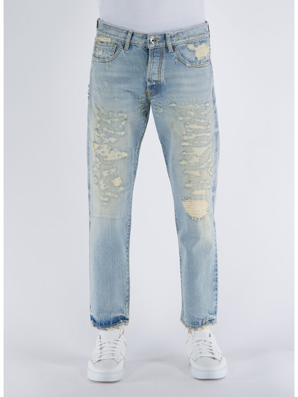 JEANS DESTROYED LIGHT DENIM, W18 LIGHT DENIM, medium