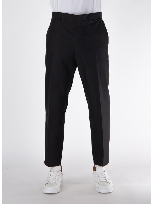 PANTALONE CON PIEGE FRONTALI, 001 BLACK, large
