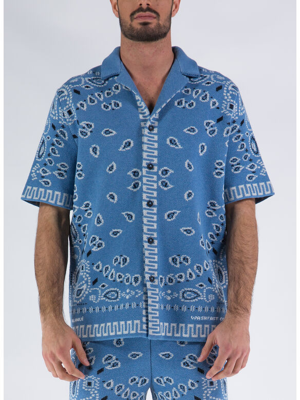 CAMICIA BANDANA PIQUET SHIRT DENIM, 4084 MULTICOLOR, medium