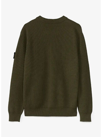 MAGLIONE RIBBED SOFT COTTON, V0M5G MILITARYGREENMELANGE, small