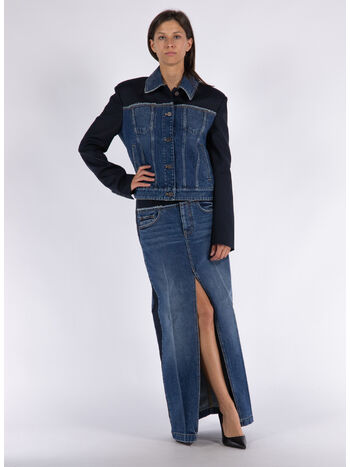 GIACCA IN DENIM CON SPALLINE, 4071 BLUE VINTAGE DENIM, small