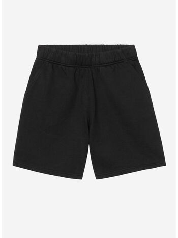 SHORTS ELASTIC-WAISTBAND TRACK, 0D260 Black / White, heavy stone wash, small