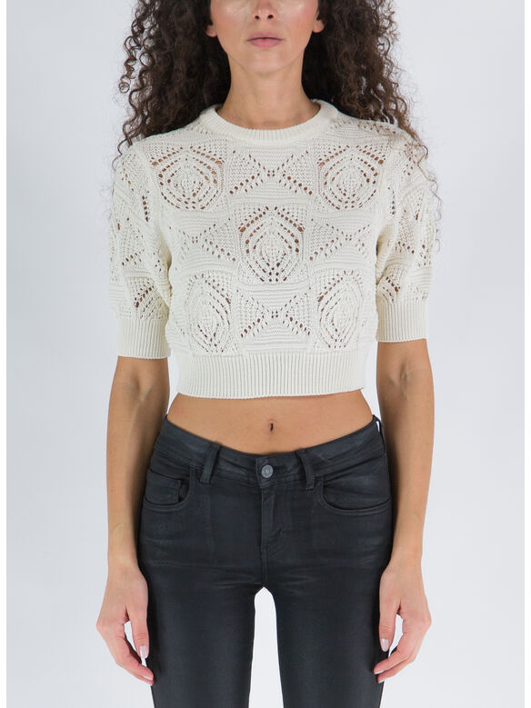 TOP CROCHET, IVORY BIANCO, medium