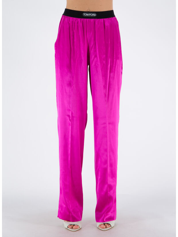PANTALONE STRETCH SILK SATIN, DP750 HOT PINK, large