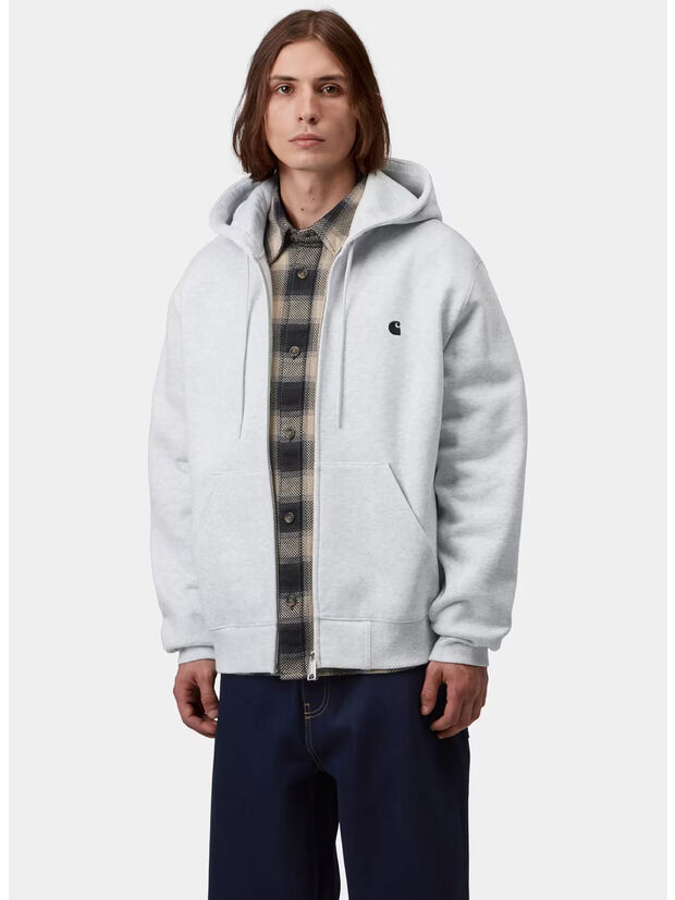 FELPA HOODED MACK, 00OXX Ash Heather / Black, large