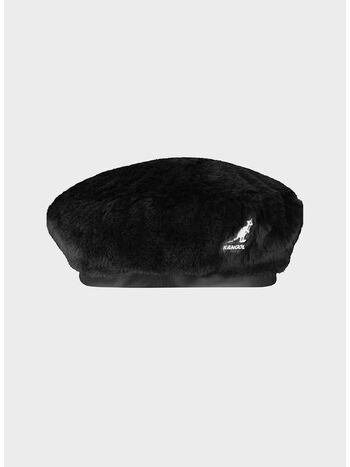 CAPPELLO FAUX FUR BERET UNISEX, SB002 SOLID BLACK, small