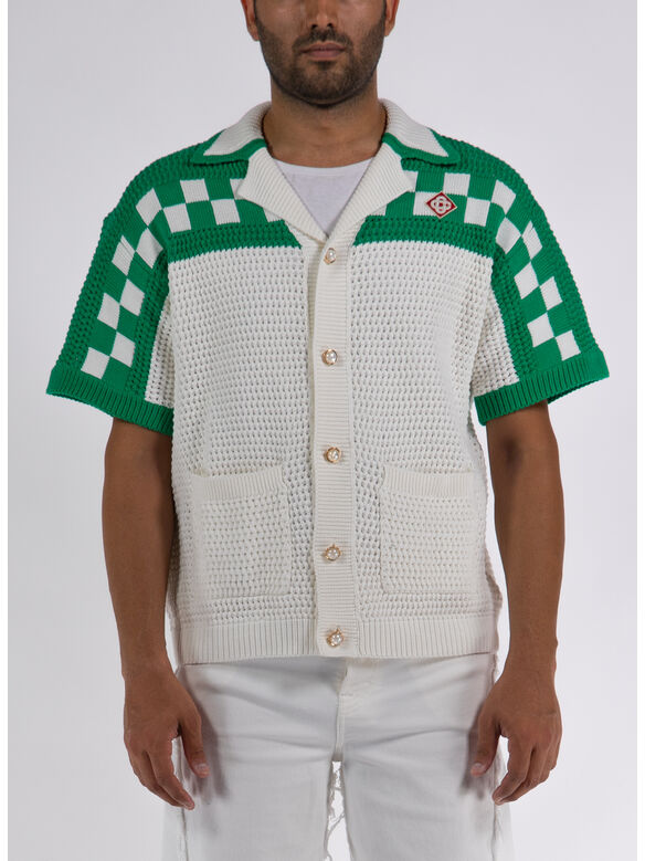 CAMICIA FAUX CROCHET, 02 WHITE/ GREEN, medium