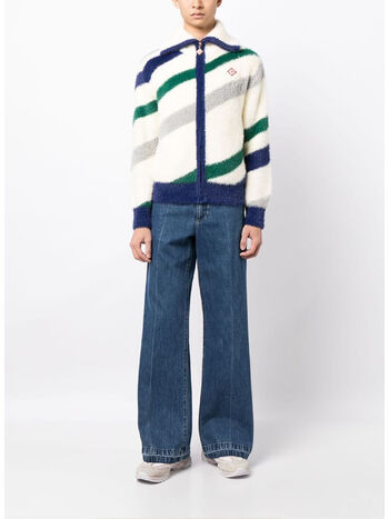 PULLOVER FURRY STRIPED ZIP UP, , small