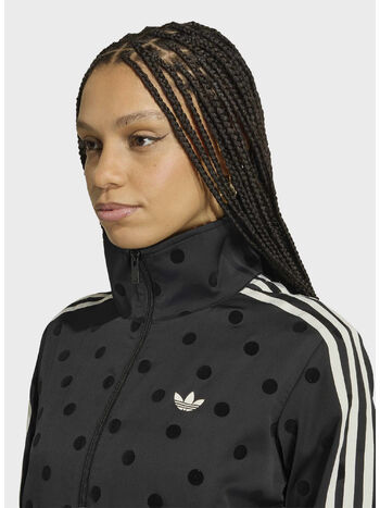 TRACK TOP SATIN POLKA, BLACK, small