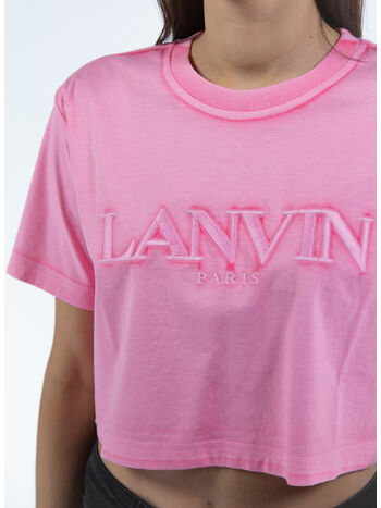 T-SHIRT OVERPRINTED CROPPED, 504 PEONY PINK, small