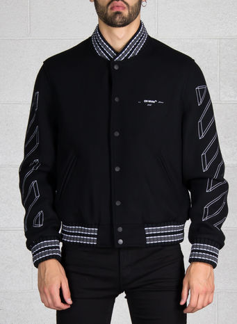 GIUBBOTTO DIAG 3D LINE SKINNY VARSITY, BLACK/WHITE, small