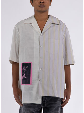 CAMICIA ST SLEEVES ARTWORK ASYMETRIC SHIRT, 012 MILK, small