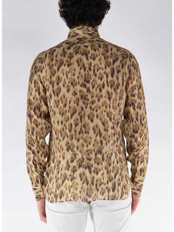 CAMICIA IN SETA CON STAMPA ALL-OVER, ZKBBR CHEETAH BROWN, small