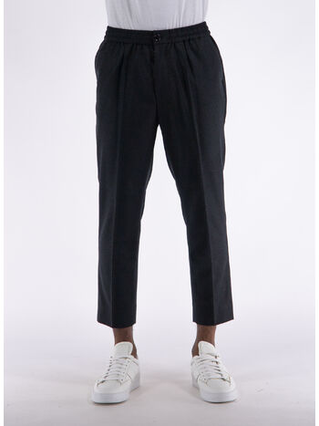 PANTALONE ELASTICATED, 055 WOOL VISCOSE CANVAS HEATHER GREY, small