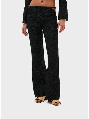 PANTALONE STRETCH JACQUARD FLARED, 099 BLACK, small