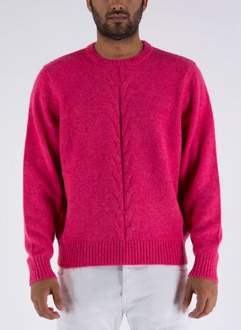 MAGLIONE DOUBLE CABLE, PINK, small