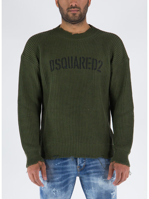 DSQUARED MAGLIONE CON STAMPA Verde Uomo Susi
