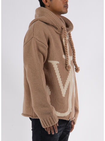 PULLOVER ZIP FRONTALE ANCHOR HOODIE, 132 BEIGE, small