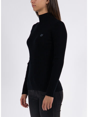 MAGLIONE TONAL FOX HEAD PATCH FINE RIBBED, P199 BLACK, small