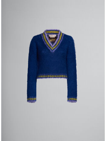 MAGLIONE MOHAIR CON FINITURE A RIGHE, 00B56, small