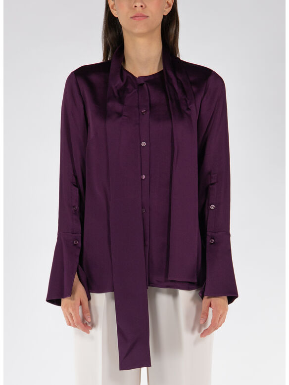 CAMICIA CANDELA L/S SHIRT WITH TIES, PLUM, medium
