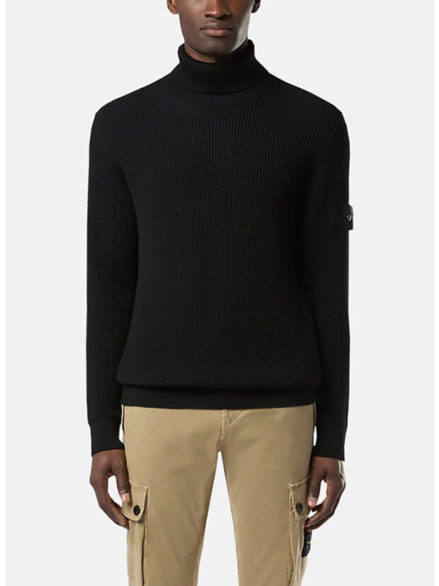 MAGLIONE DOLCEVITA FULL RIB RWS WOOL, V0029 BLACK, large
