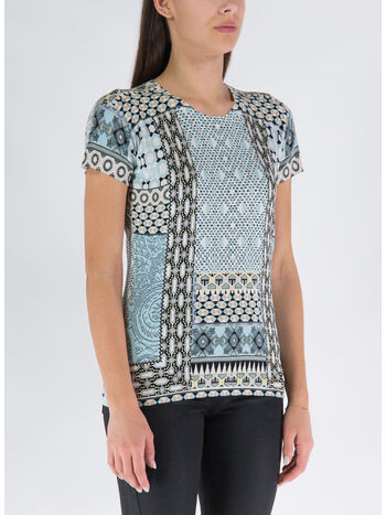 T-SHIRT IN SETA PATCHWORK, 250 MULTICOLOR, small