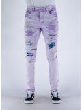 JEANS P001 HEAVY REPAIR WITH PLAID, LAVENDER LAVENDER, thumb