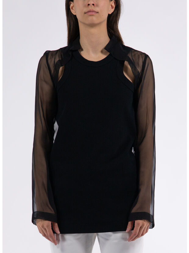 MAGLIA ML COTTON JERSEY, 001 BLACK, large