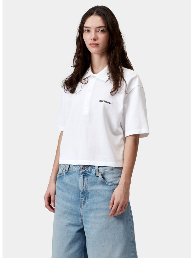 POLO SHIRT CARHARTT SCRIPT, 00AXX WHITE / BLACK, large