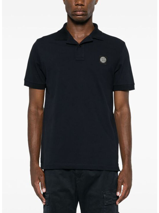 POLO IN PIQUET CON PATCH LOGO, V0020 BLUE, large