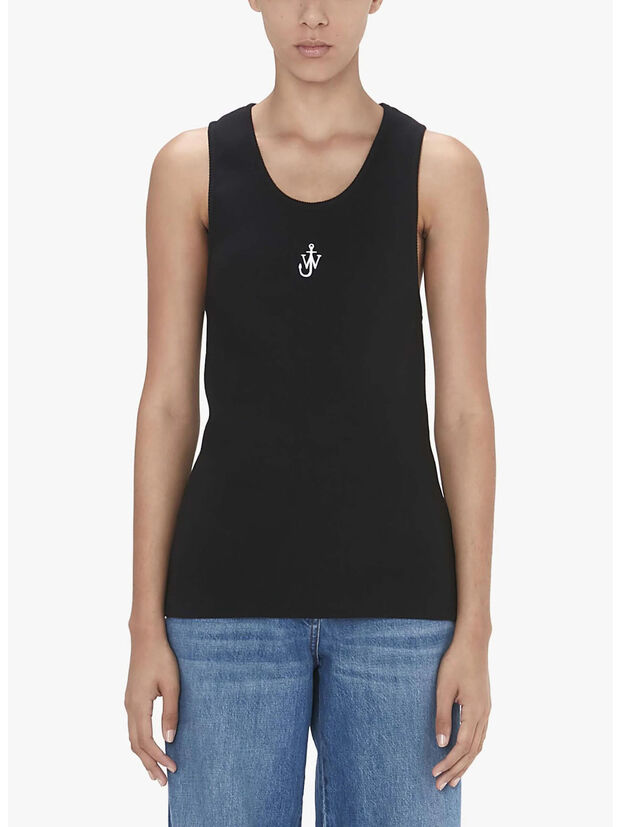 CANOTTA ANCHOR EMBROIDERY, 999 BLACK, large