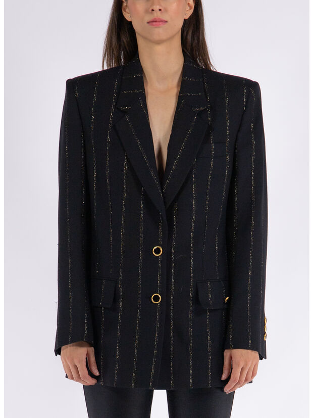 GIACCA OVERSIZED LIGHT WOOL LUREX, 0932 BLACK GOLD, large