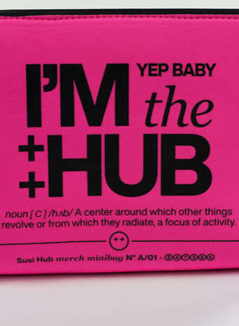 POCHETTE I'M THE HUB, PINKFLUOBLACK, small