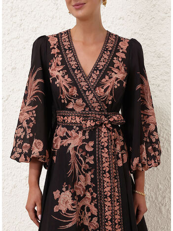 ABITO WAVERLY MIDI, BLBF BLACK BIRD FLORAL, small