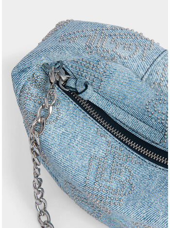BORSA BABY CUSH DENIM STUD LEATHER, DNM DENIM, small