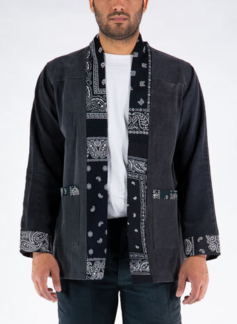 GIACCA KIMONO NORAGI IN DENIM, BANBK, small