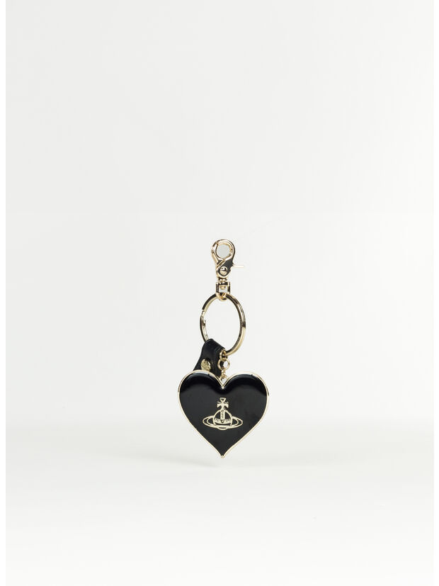 PORTACHIAVI RE-VEGAN MIRROR HEART ORB, O101 VEG GRAIN BLACK/GOLD, large