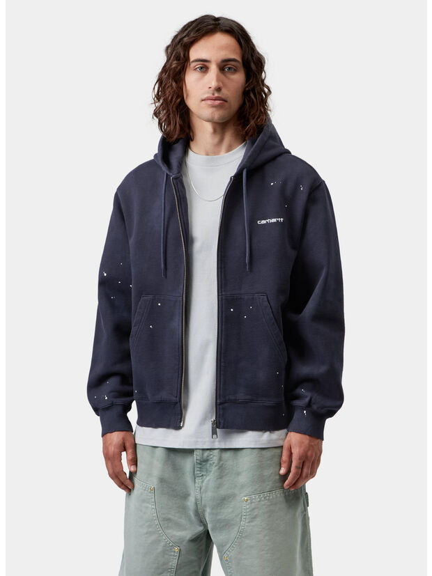 FELPA HOODED PAINTER, 1CEJ Dark Navy, destroy wash, splatter, large