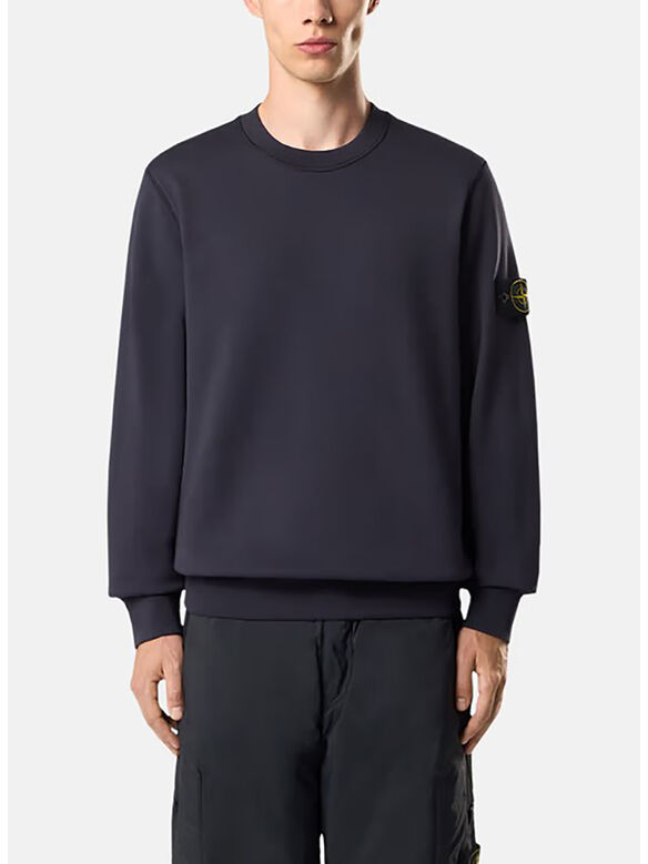 FELPA GIROCOLLO ORGANIC COTTON FLEECE, V0020 NAVY BLUE, medium
