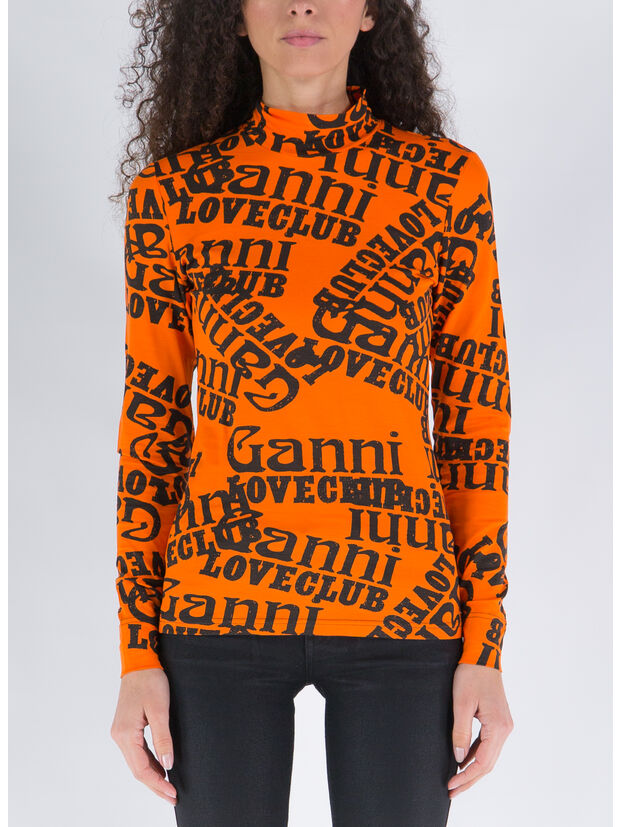 T-SHIRT LIGHT STRETCH JERSEY ROLLNECK, 860 VIBRANT ORANGE, large