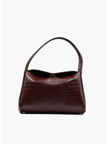 BORSA A SPALLA EUDORA CROCO, PRUNE, small