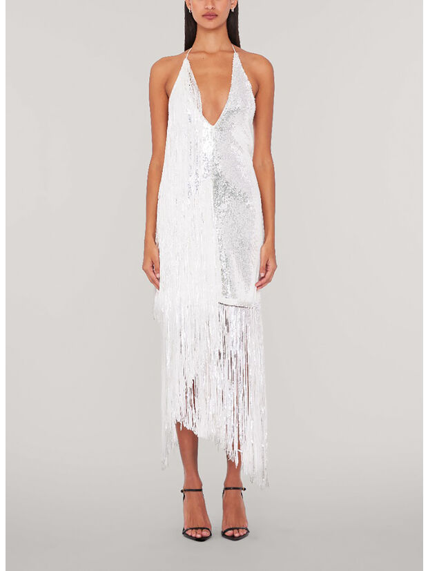 ABITO SEQUINS MINI FRINGE, 11-0601 BRIGHT WHITE, large