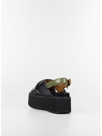 SCARPA ZEPPA IN PELLE NERA E VERDE, ZI835 BLACK/DARK OLIVE, small