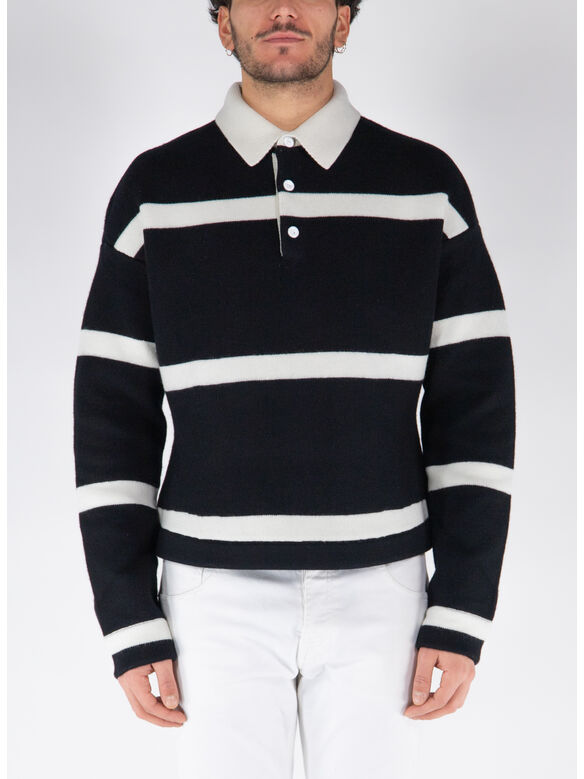 POLO STRUCTURED LONG-SLEEVE, 999 BLACK, medium