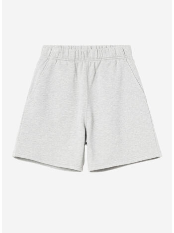 SHORTS ELASTIC-WAISTBAND TRACK, 00T60 Ash Heather / White, heavy stone wash, small